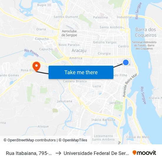 Rua Itabaiana, 795-873 to Universidade Federal De Sergipe map