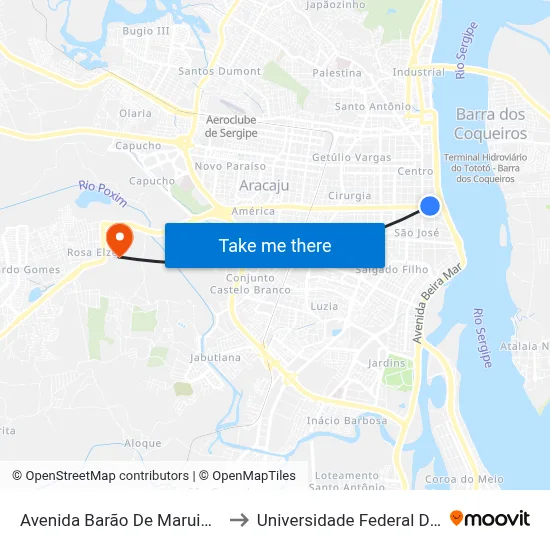 Avenida Barão De Maruim, 152-250 to Universidade Federal De Sergipe map