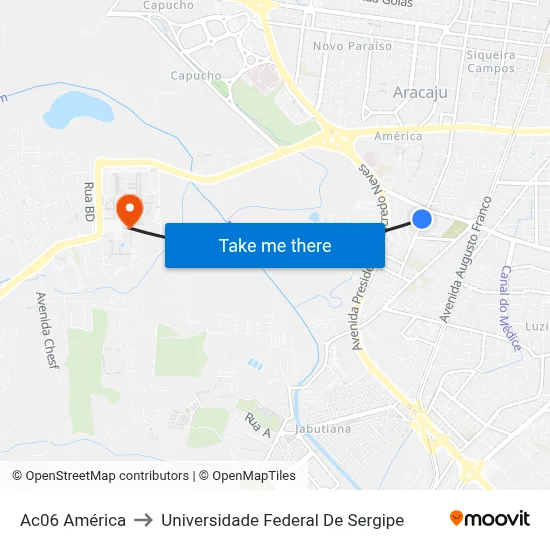 Ac06 América to Universidade Federal De Sergipe map