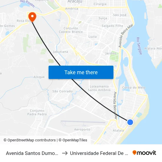 Avenida Santos Dumont, 550 to Universidade Federal De Sergipe map