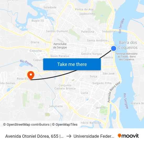 Avenida Otoniel Dórea, 655 | Mercado Central to Universidade Federal De Sergipe map