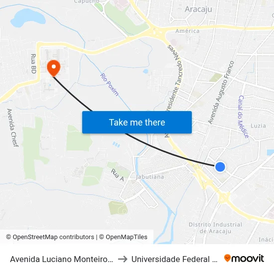 Avenida Luciano Monteiro Sobral, 450 to Universidade Federal De Sergipe map