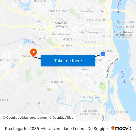 Rua Lagarto, 2085 to Universidade Federal De Sergipe map