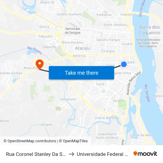 Rua Coronel Stanley Da Silveira, 155 to Universidade Federal De Sergipe map