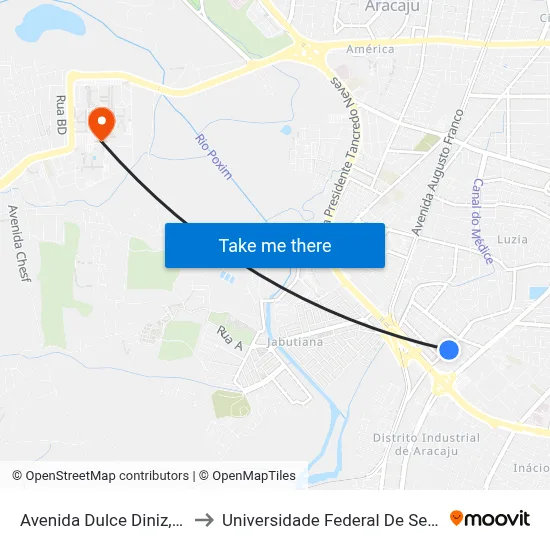 Avenida Dulce Diniz, 100 to Universidade Federal De Sergipe map