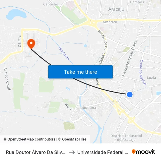 Rua Doutor Álvaro Da Silveira Brito, 36 to Universidade Federal De Sergipe map