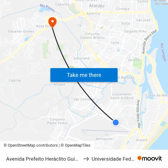 Avenida Prefeito Heráclito Guimarães Rollemberg, 2096 to Universidade Federal De Sergipe map