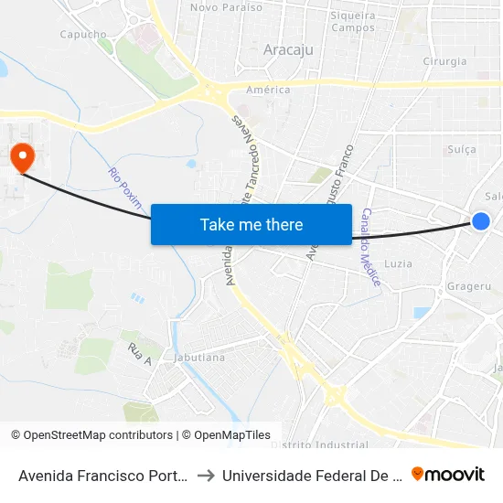 Avenida Francisco Porto, 1000 to Universidade Federal De Sergipe map