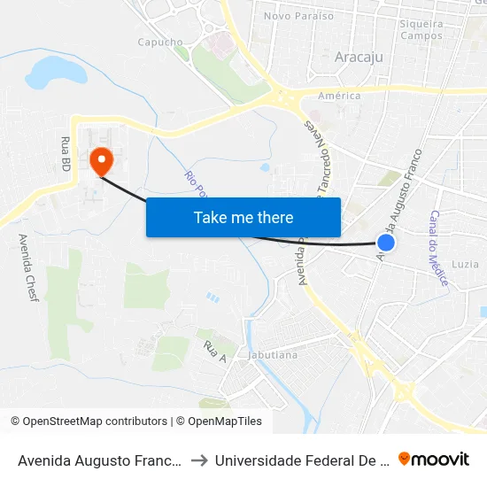Avenida Augusto Franco, 3286 to Universidade Federal De Sergipe map