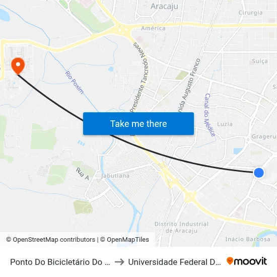 Ponto Do Bicicletário Do Shopping to Universidade Federal De Sergipe map