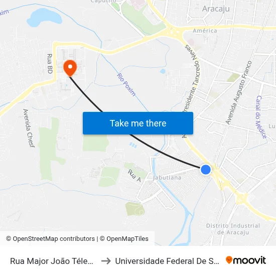 Rua Major João Téles, 126 to Universidade Federal De Sergipe map