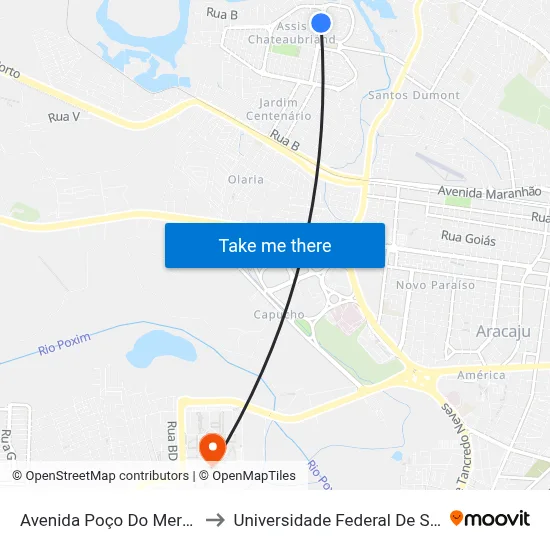 Avenida Poço Do Mero, 561 to Universidade Federal De Sergipe map