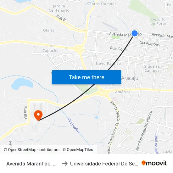Avenida Maranhão, 1492 to Universidade Federal De Sergipe map