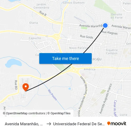 Avenida Maranhão, 1361 to Universidade Federal De Sergipe map