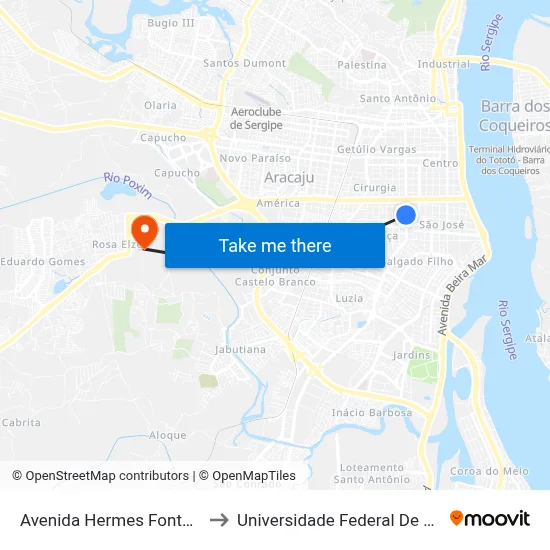 Avenida Hermes Fontes, 274 to Universidade Federal De Sergipe map