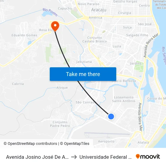 Avenida Josino José De Almeida, 162 to Universidade Federal De Sergipe map