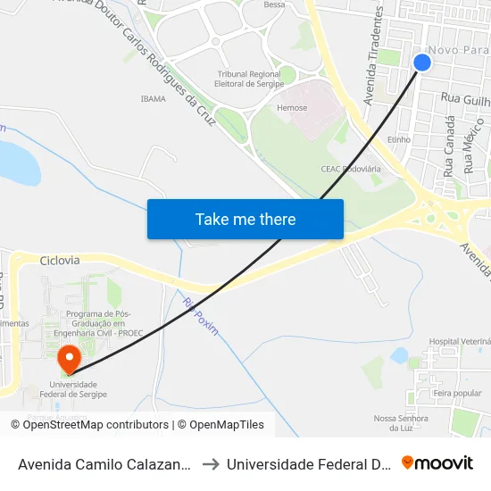 Avenida Camilo Calazans 353-393 to Universidade Federal De Sergipe map