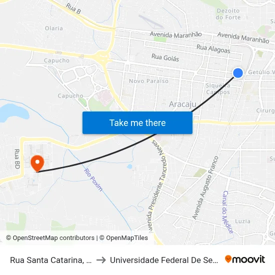 Rua Santa Catarina, 138 to Universidade Federal De Sergipe map