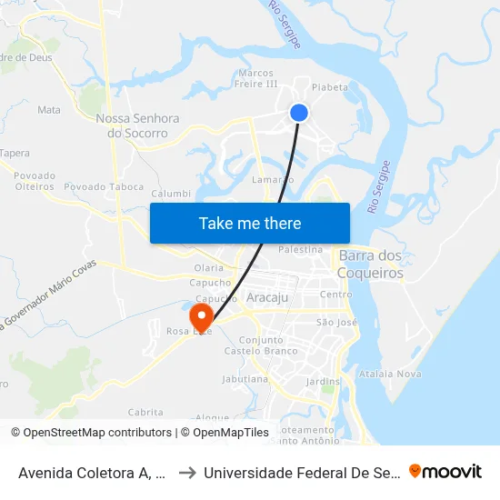 Avenida Coletora A, 2371 to Universidade Federal De Sergipe map