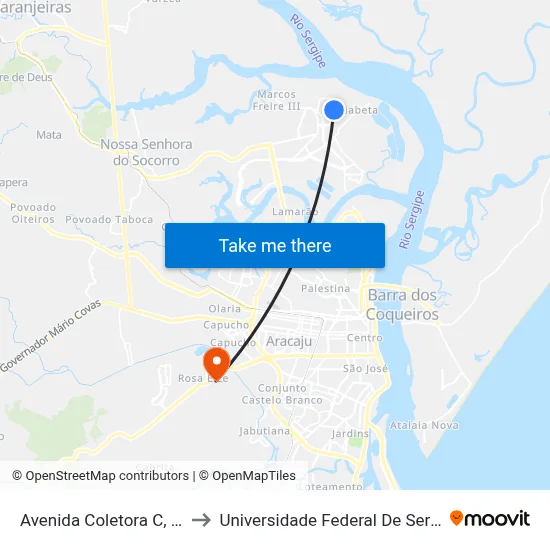 Avenida Coletora C, 908 to Universidade Federal De Sergipe map