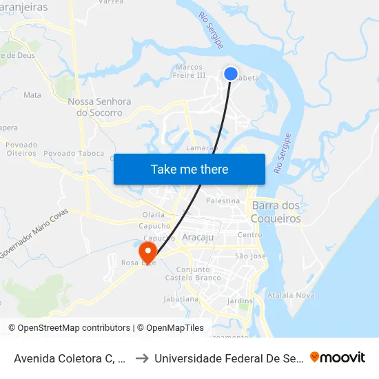 Avenida Coletora C, 1038 to Universidade Federal De Sergipe map