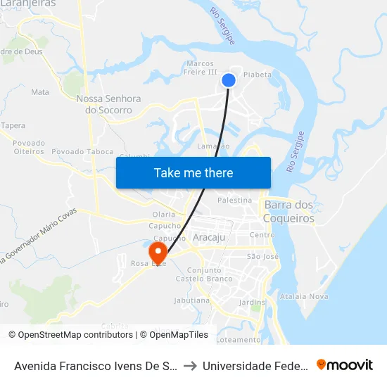 Avenida Francisco Ivens De Sá Dias Branco 1001 to Universidade Federal De Sergipe map