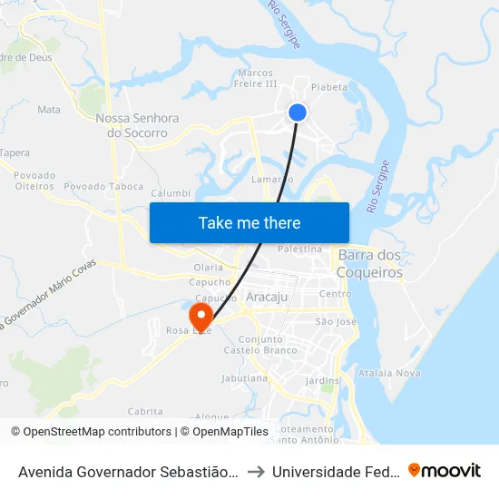 Avenida Governador Sebastião Celso De Carvalho, 2357 to Universidade Federal De Sergipe map