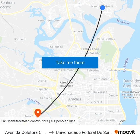 Avenida Coletora C, 866 to Universidade Federal De Sergipe map
