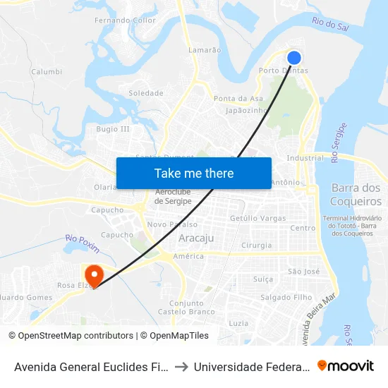 Avenida General Euclides Figueiredo, 2101 to Universidade Federal De Sergipe map