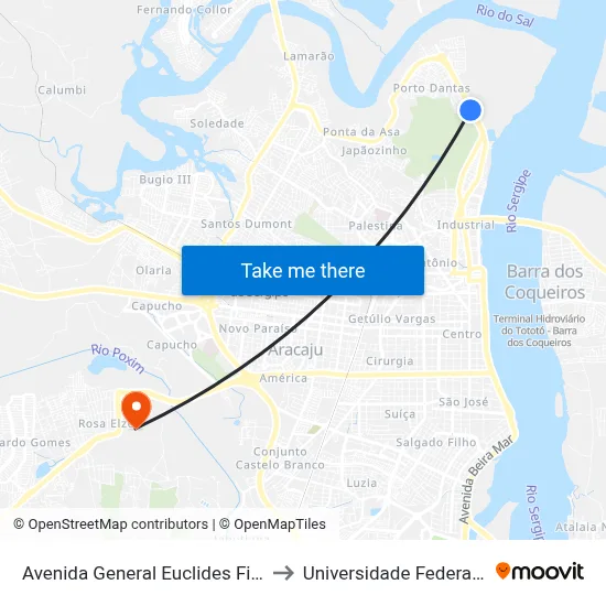 Avenida General Euclides Figueiredo, 1343 to Universidade Federal De Sergipe map