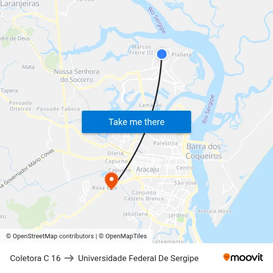 Coletora C 16 to Universidade Federal De Sergipe map