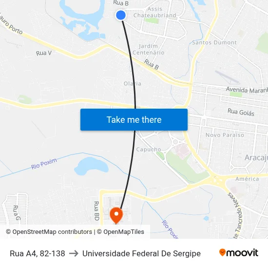 Rua A4, 82-138 to Universidade Federal De Sergipe map