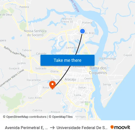 Avenida Perimetral E, 1550 to Universidade Federal De Sergipe map