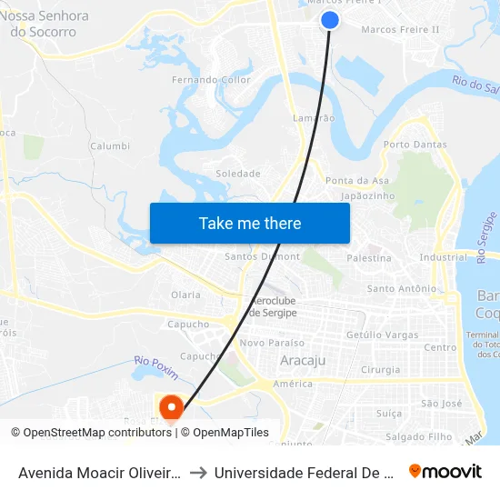 Avenida Moacir Oliveira ,987 to Universidade Federal De Sergipe map