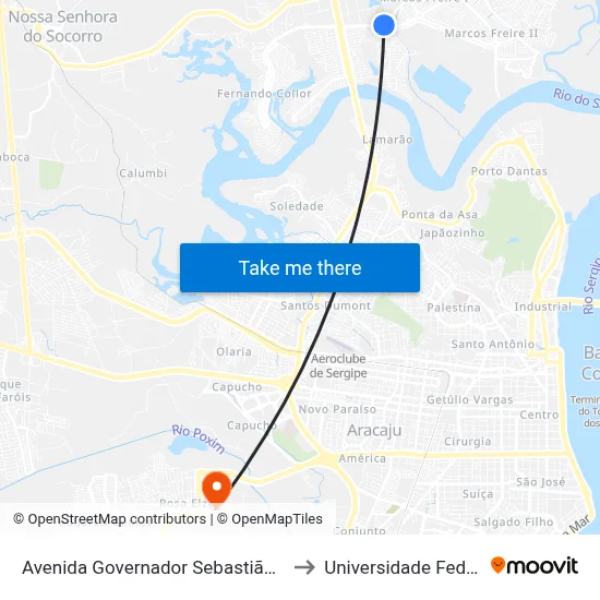 Avenida Governador Sebastião Celso De Carvalho 523 to Universidade Federal De Sergipe map