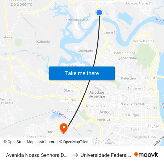 Avenida Nossa Senhora Do Socorro, 285 to Universidade Federal De Sergipe map