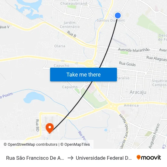 Rua São Francisco De Assis, 537 to Universidade Federal De Sergipe map