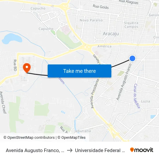 Avenida Augusto Franco, 1860-1976 to Universidade Federal De Sergipe map