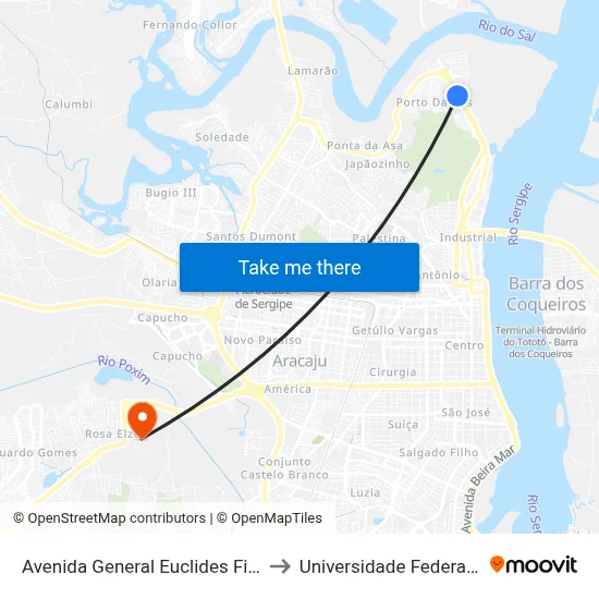Avenida General Euclides Figueiredo, 1865 to Universidade Federal De Sergipe map