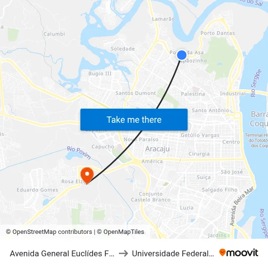 Avenida General Euclídes Figueiredo 298 to Universidade Federal De Sergipe map