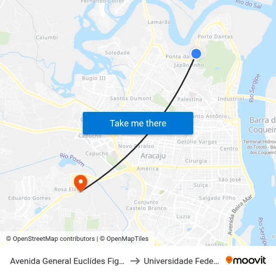 Avenida General Euclídes Figueiredo, 3860-4092 to Universidade Federal De Sergipe map