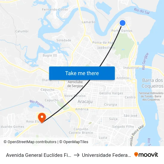Avenida General Euclídes Figueiredo, 2365 to Universidade Federal De Sergipe map