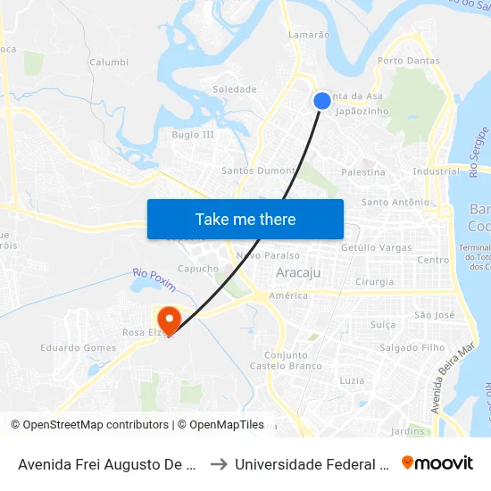 Avenida Frei Augusto De Santana 502 to Universidade Federal De Sergipe map