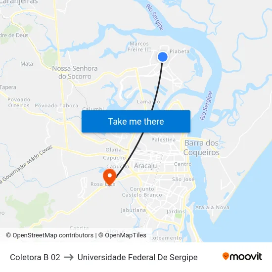 Coletora B 02 to Universidade Federal De Sergipe map