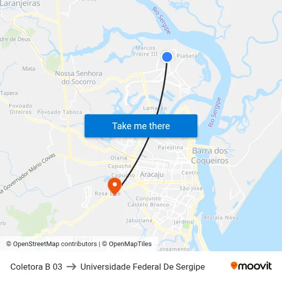 Coletora B 03 to Universidade Federal De Sergipe map