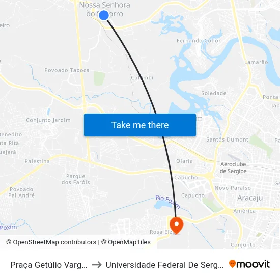 Praça Getúlio Vargas to Universidade Federal De Sergipe map
