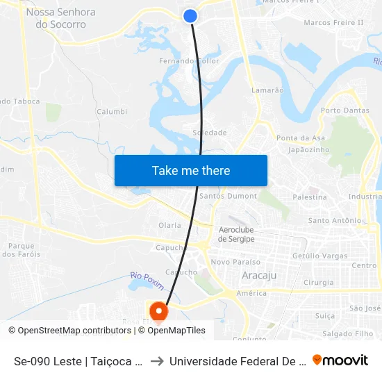 Se-090 Leste | Taiçoca De Fora to Universidade Federal De Sergipe map
