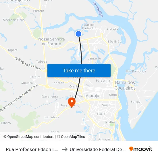 Rua Professor Édson Luiz, 176 to Universidade Federal De Sergipe map