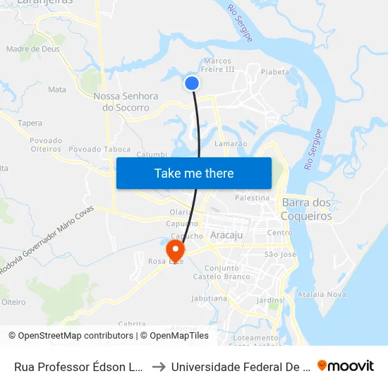 Rua Professor Édson Luiz, 163 to Universidade Federal De Sergipe map