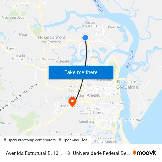 Avenida Estrutural B, 1392-1396 to Universidade Federal De Sergipe map
